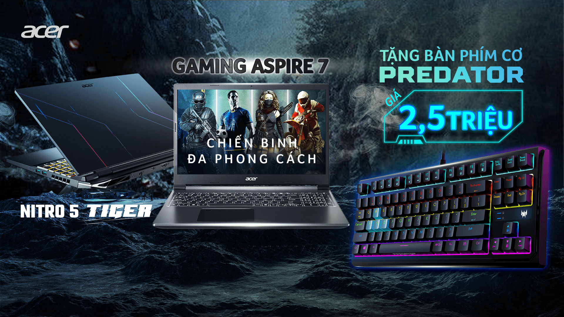 Mua Laptop Gaming Acer Tặng Bàn Phím Cơ Predator - Aspire 7 AMD
