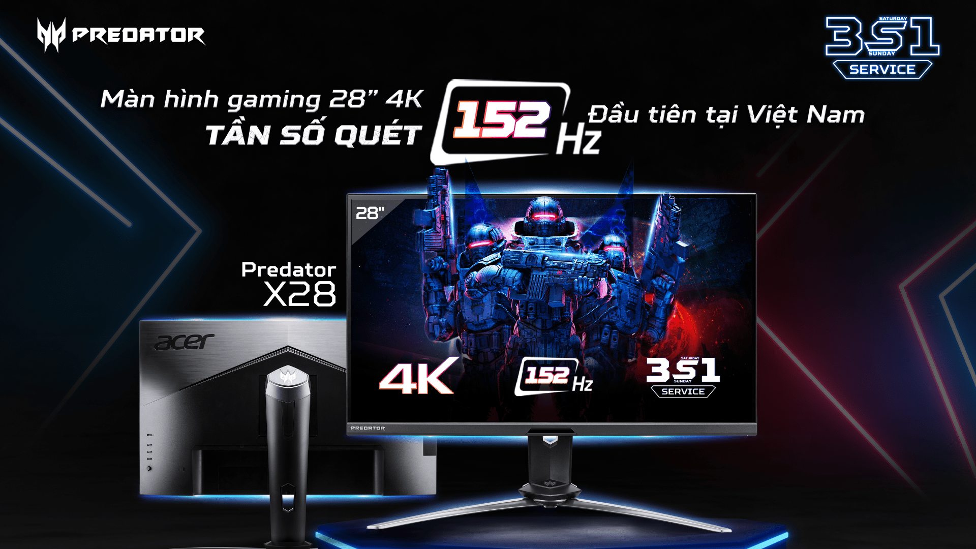 Màn Hình Gaming Cao Cấp 28 Inch 4K 152Hz Predator X28