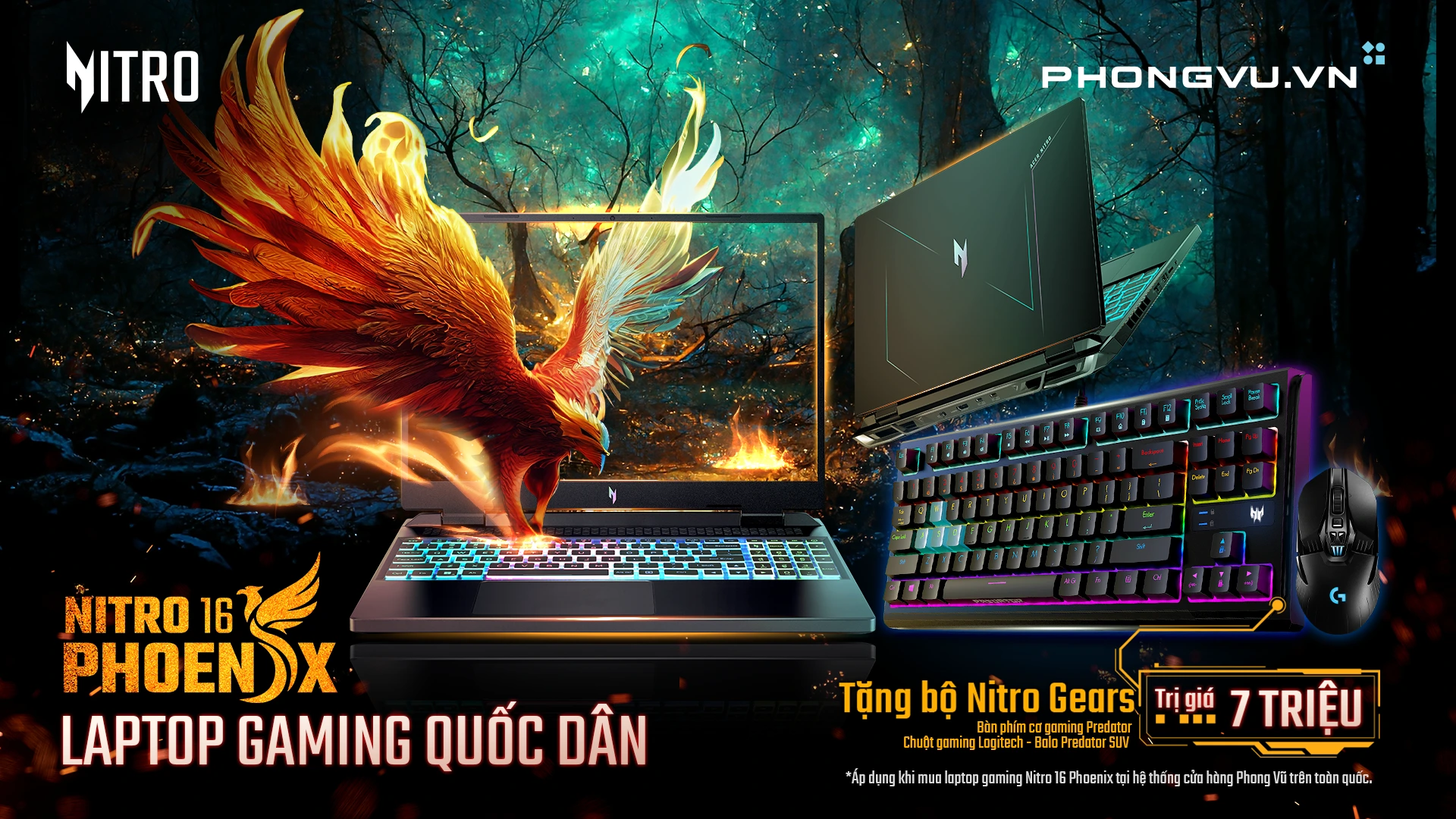 Khuyến Mãi Acer - Mua Nitro 16 Phoenix Nhận Ngay Bộ Quà Tặng 7 Triệu Đồng - Duy Nhất Tại Phong Vũ