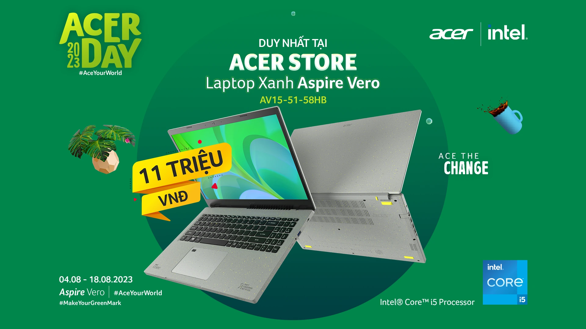 Acer Day 2023 - Sắm Laptop Xanh Aspire Vero Giá 11 Triệu Đồng - Duy Nhất Tại Acer Store