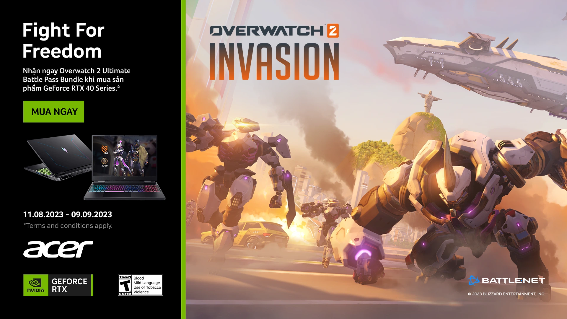 Mua Laptop Gaming Acer Predator RTX 40 Series Nhận Bundle Overwatch 2 Ultimate Battle Pass