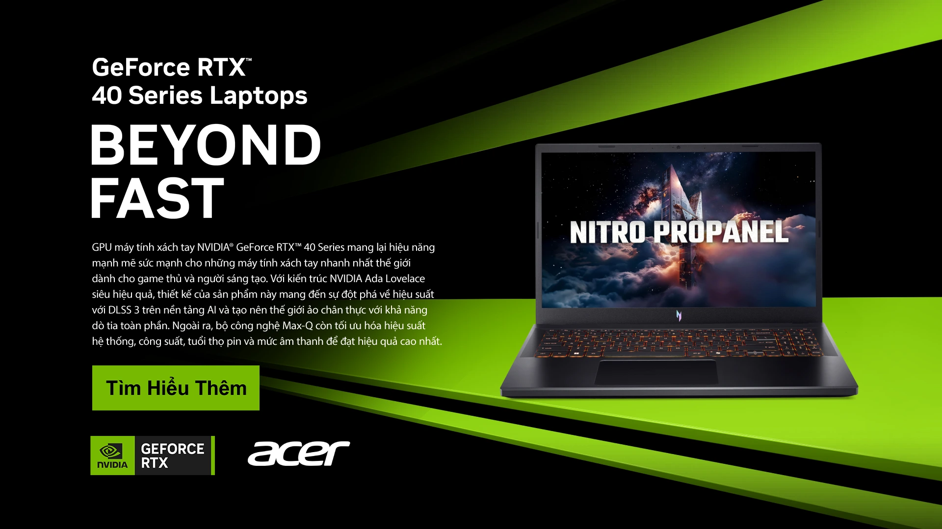 Laptop Gaming Quốc Dân Nitro ProPanel 100 sRGB GeForce RTX 40 Series 2025-2026 - Acer Việt Nam