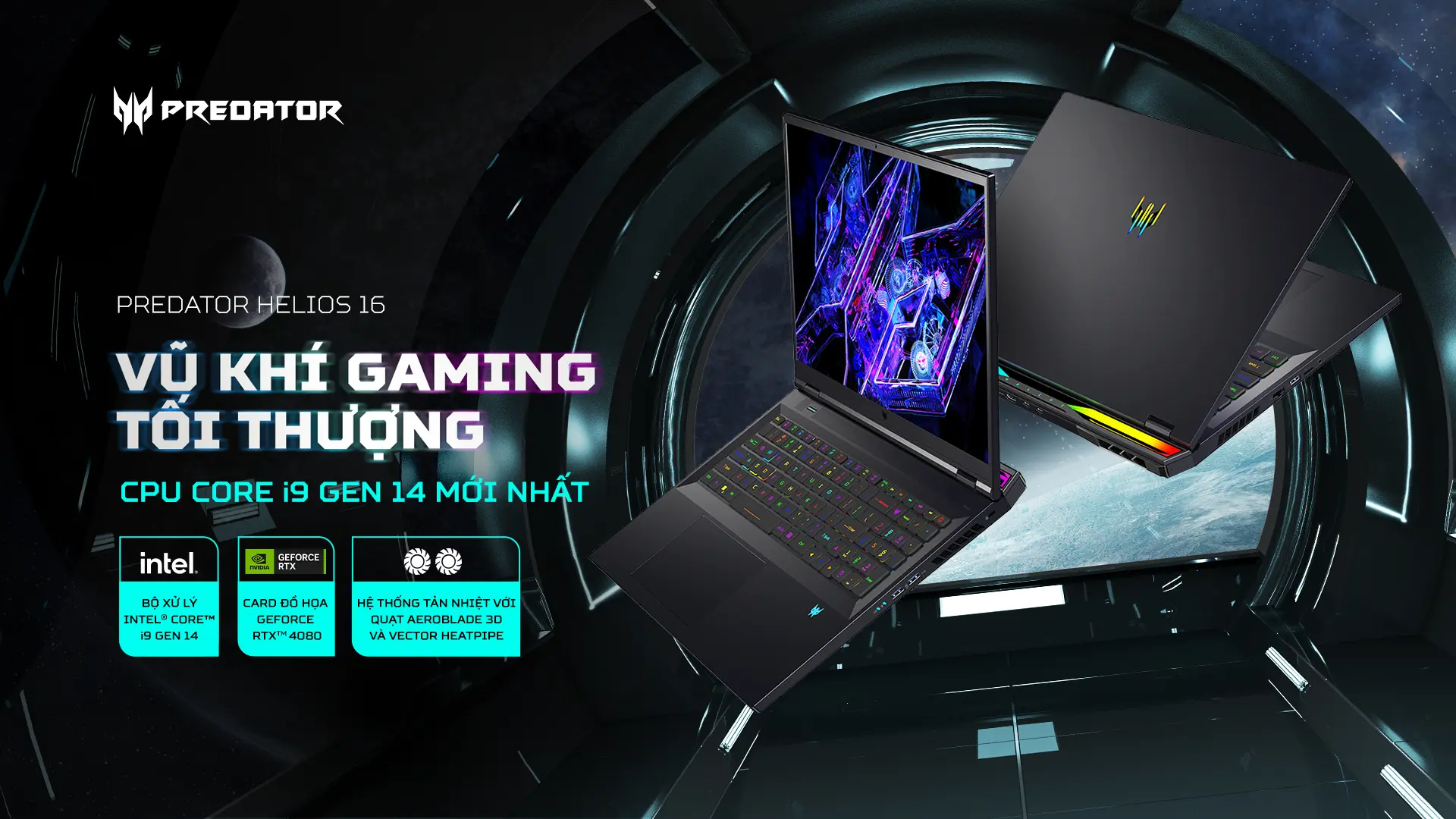 Predator Helios 16 2024 PH16-72 - Laptop Gaming 16 Inch Cao Cấp Nhất 2024 Acer Predator - Core i9 Gen 14 & RTX 4080