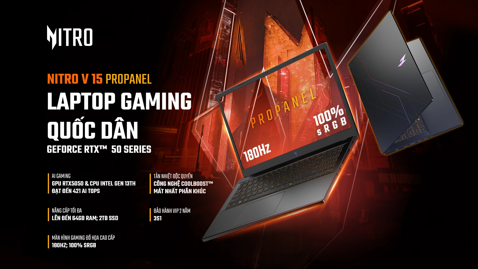 Acer Gaming Nitro V 15 ProPanel ANV15-52 GPU GeForce RTX 5050 8GB - Laptop Gaming Quốc Dân 2025 - Acer Việt Nam