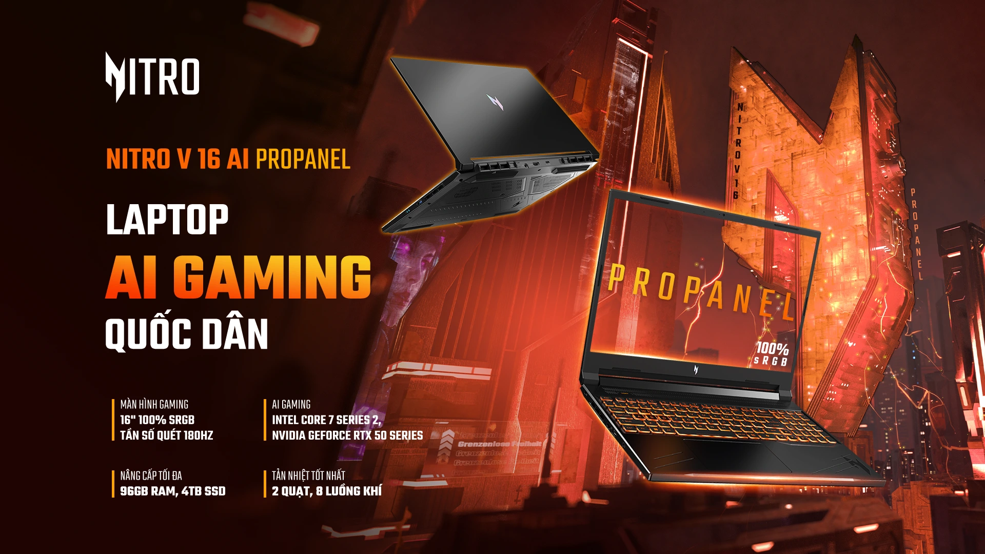 Acer Nitro V 16 AI ProPanel ANV16-72 - Laptop Gaming Quốc Dân 16 Inch 100 sRGB RTX 5060 8GB - Acer Việt Nam - Draft