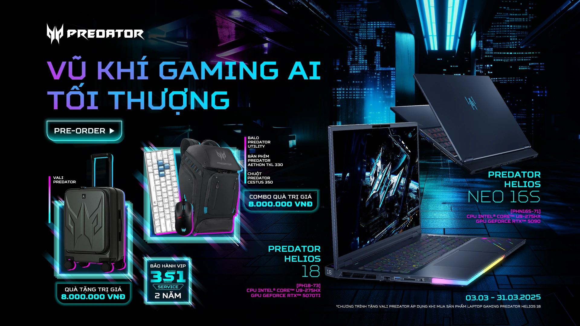 Pre-Oder Vũ Khí Gaming Tối Thượng Predator GeForce RTX 5000 Series - Acer Việt Nam