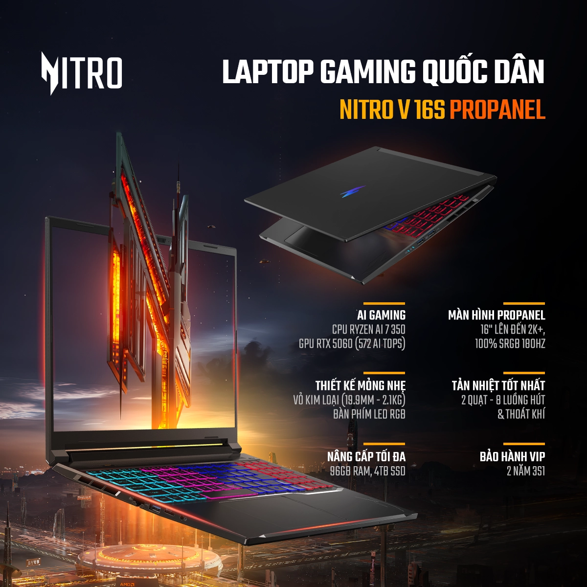 Acer Gaming Nitro V 16S ProPanel ANV16S - Laptop Gaming Quốc Dân Mỏng Nhẹ RTX 5060 8GB - Acer Việt Nam - 1200x1200