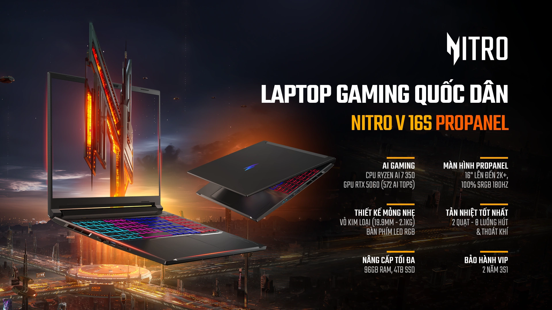 Acer Gaming Nitro V 16S ProPanel ANV16S - Laptop Gaming Quốc Dân Mỏng Nhẹ RTX 5060 8GB - Acer Việt Nam