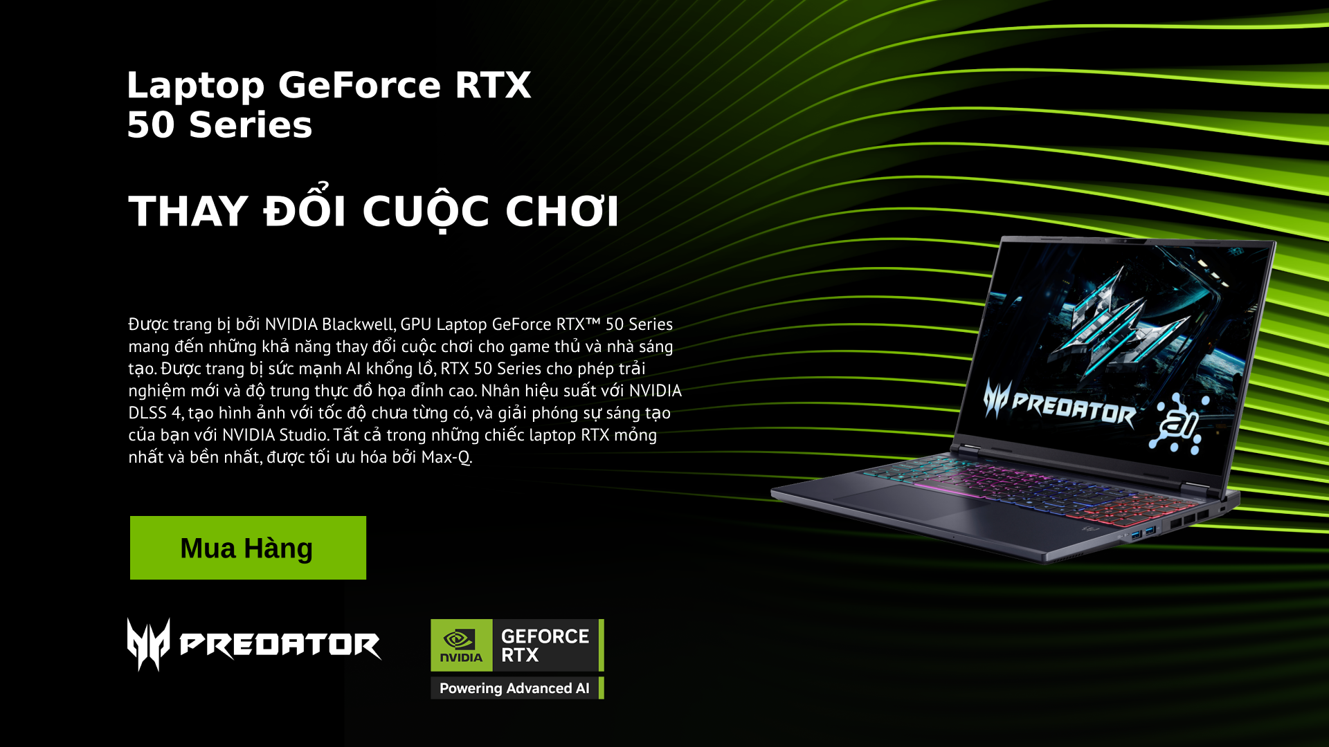 Laptop Gaming Acer Predator Trang Bị NVIDIA GeForce RTX 50 Series - Acer Việt Nam