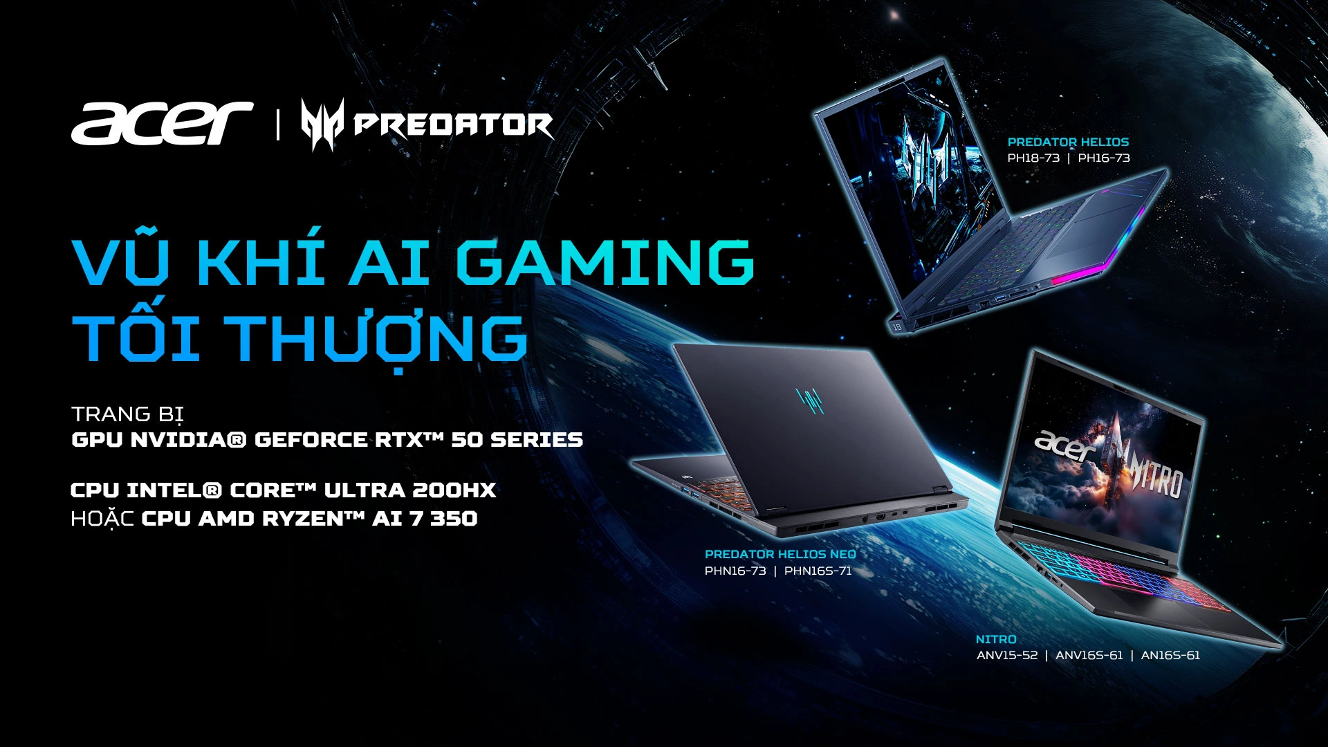 Laptop Gaming Quốc Dân Trang Bị NVIDIA GeForce RTX 50 Series Acer Predator - Acer Việt Nam