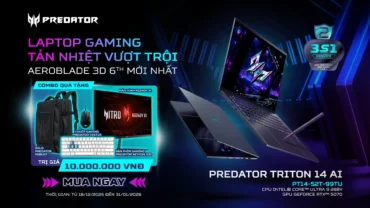 Ưu Đãi Vũ Khí Gaming Tối Thượng Mỏng Nhẹ Cao Cấp Predator Triton 14 AI 2025 RTX 5070 - Nhận Ngay Combo Quà 10 Triệu Đồng Từ 18.12.2025 Đến 31.01.2026 - Acer Việt Nam - KV