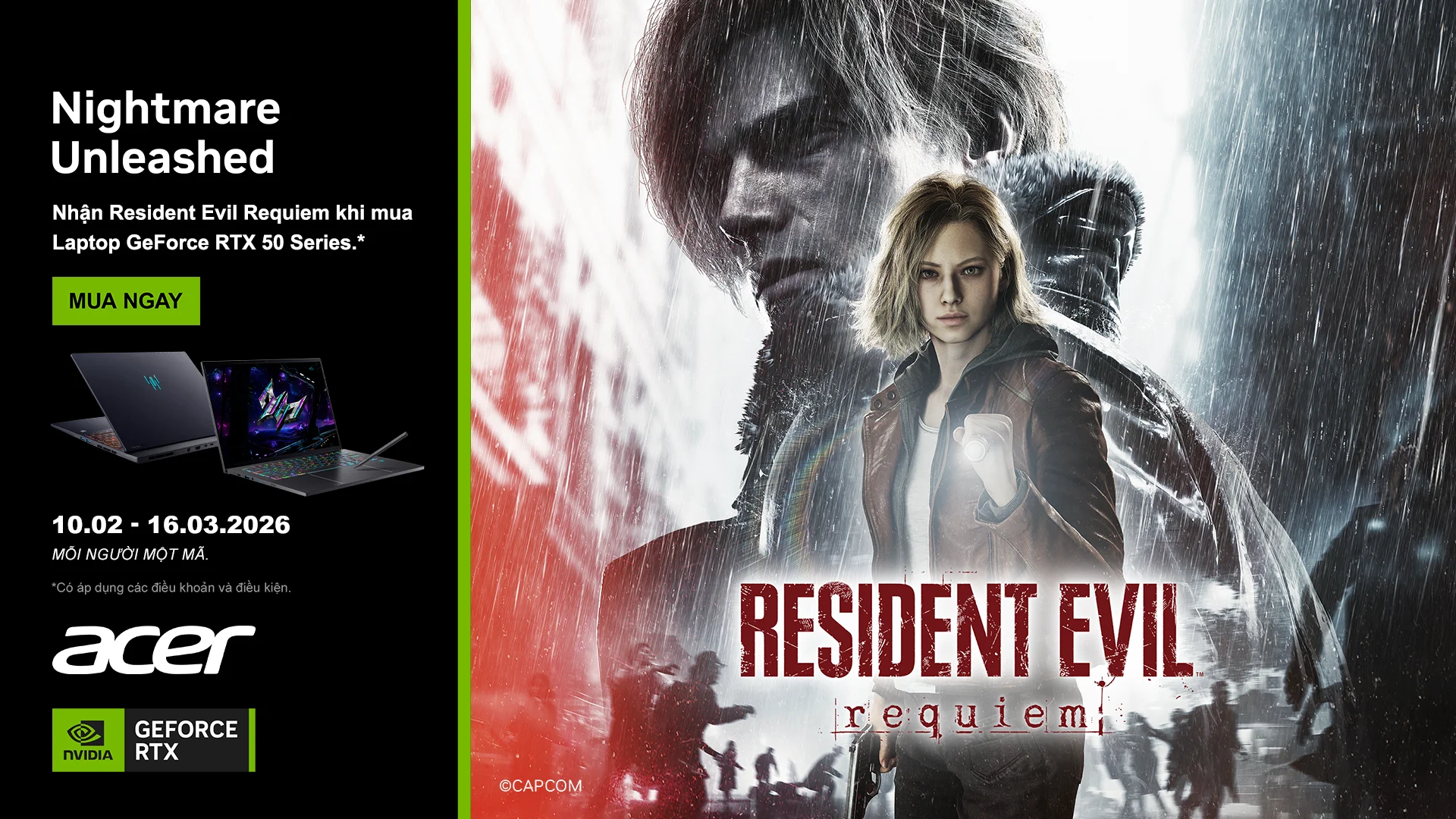 MUA LAPTOP GAMING ACER PREDATOR GEFORCE RTX 50 SERIES NHẬN MIỄN PHÍ BUNDLE RESIDENT EVIL REQUIEM - Acer Việt Nam - 1920x1080