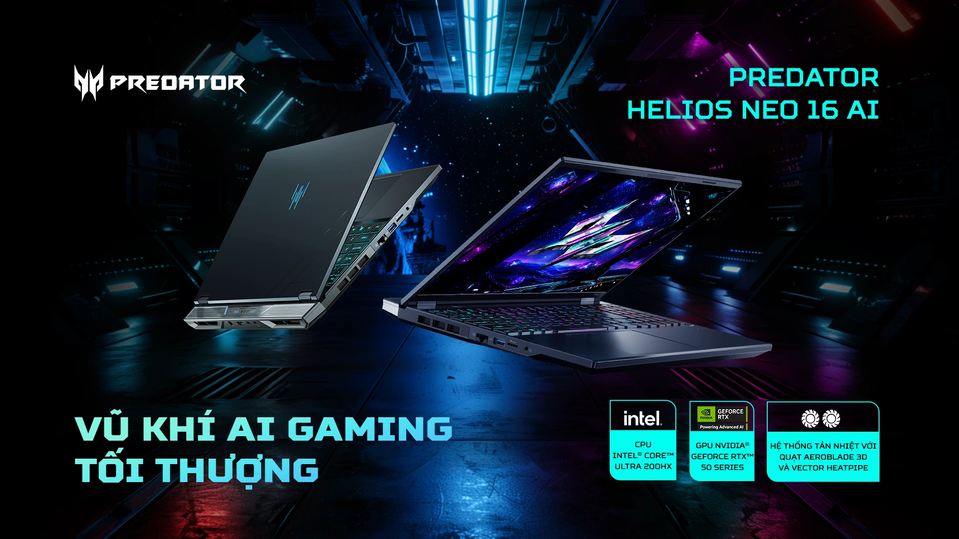 Predator Helios Neo 16 AI - Vũ Khí AI Gaming Tối Thượng GeForce RTX 50 Series - Acer Việt Nam