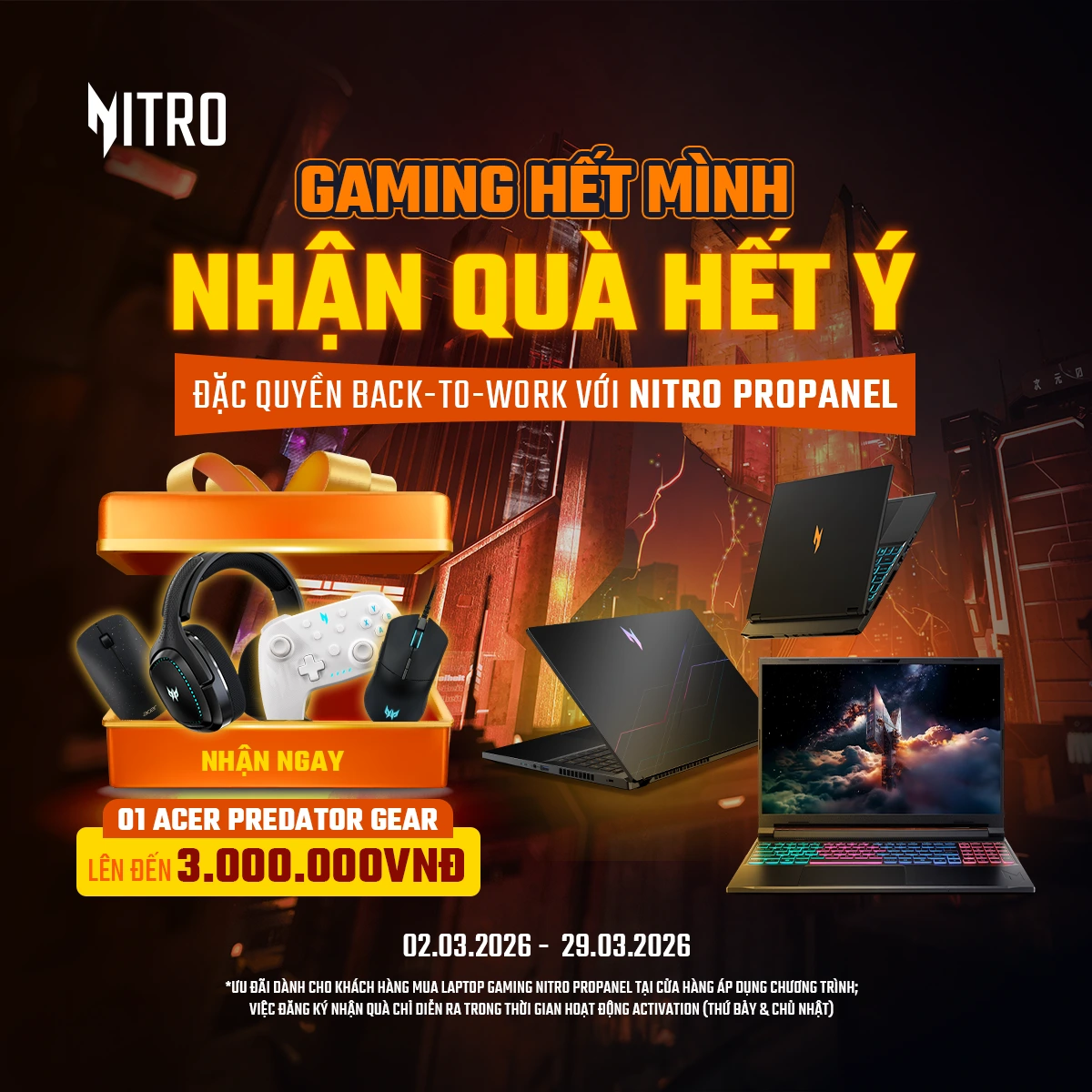 Ưu Đãi Laptop Gaming Quốc Dân 100sRGB Nitro ProPanel Series 03.2026 - Gaming Hết Mình Nhận Quà Hết Ý - Acer Việt Nam - Social