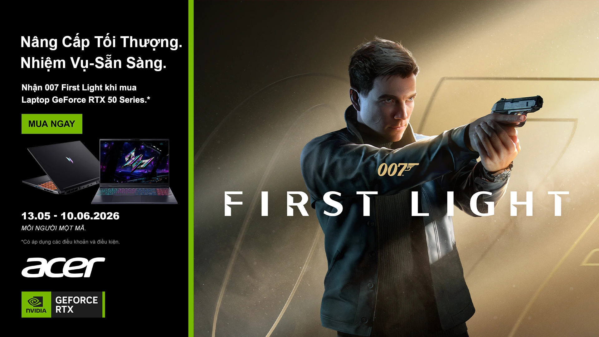 MUA LAPTOP GAMING ACER PREDATOR GEFORCE RTX 50 SERIES NHẬN MIỄN PHÍ GAME 007 FIRST LIGHT - Acer Việt Nam - KV - Revised