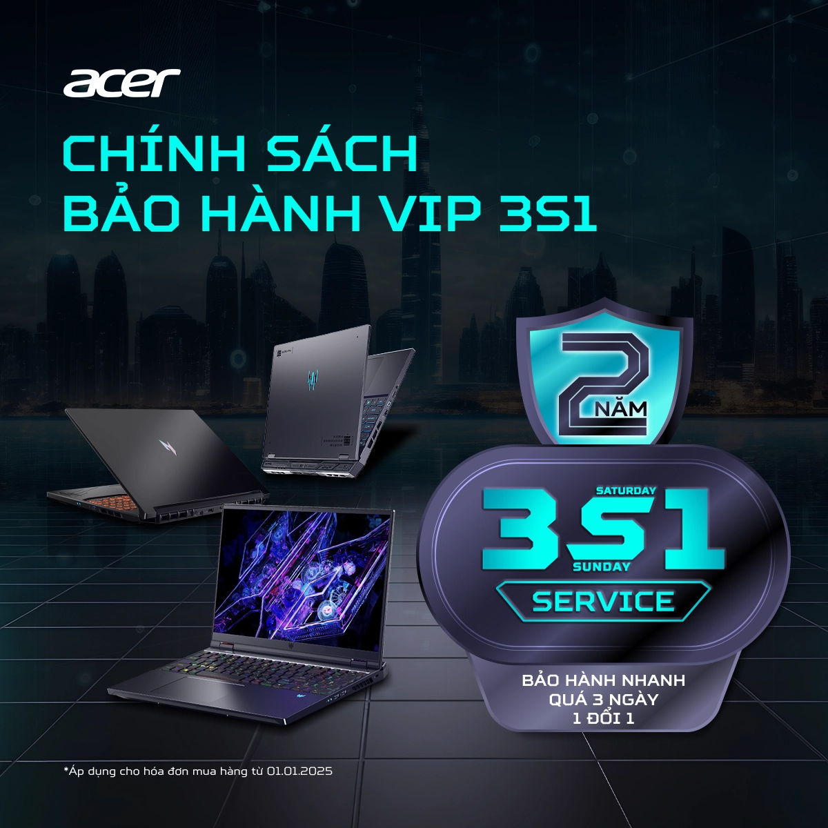 Chính Sách Bảo Hành 2 Năm VIP 3S1 - Acer Việt Nam - 1x1