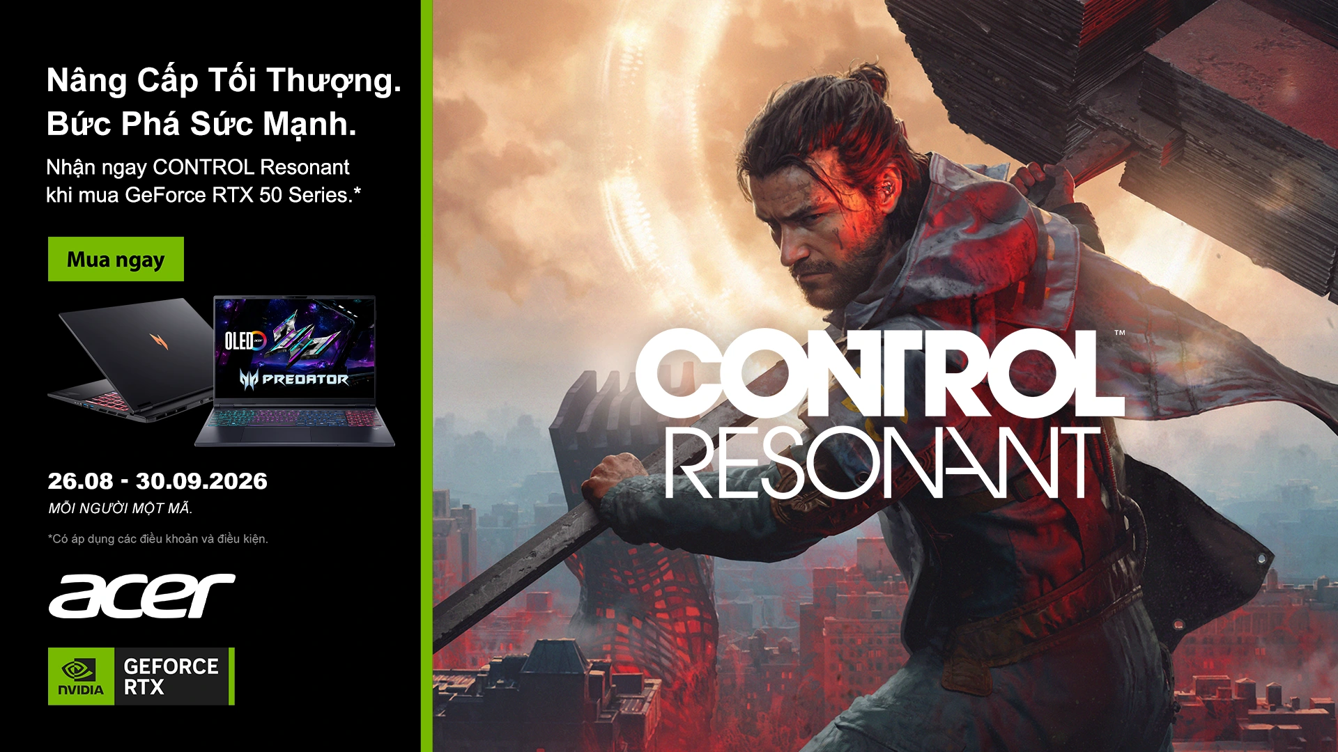 MUA LAPTOP GAMING ACER PREDATOR GEFORCE RTX 50 SERIES NHẬN MIỄN PHÍ GAME CONTROL RESONANT - Acer Việt Nam - KV